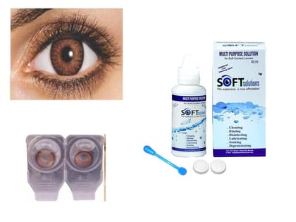 BROWN AND RED MD SPARKLE 2 PAIR MONTHLY COLOR CONTACT LENS WITH CASE, LENS HOLDER AND 60 ML SOLUTION (PACK OF 2 PAIR)