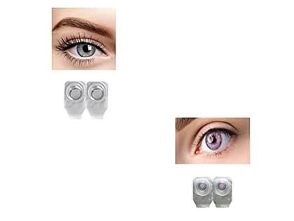 DARK GRAY AND VIOLET MD SPARKLE 2 PAIR MONTHLY COLOR CONTACT LENS WITH CASE, LENS HOLDER AND 60 ML SOLUTION (PACK OF 2 PAIR)