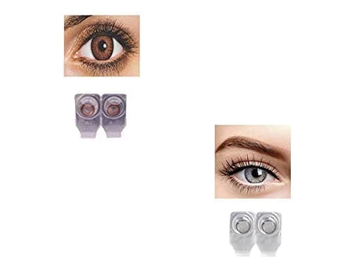 BROWN AND DARK GARY MD SPARKLE 2 PAIR MONTHLY COLOR CONTACT LENS WITH CASE, LENS HOLDER AND 60 ML SOLUTION (PACK OF 2 PAIR)