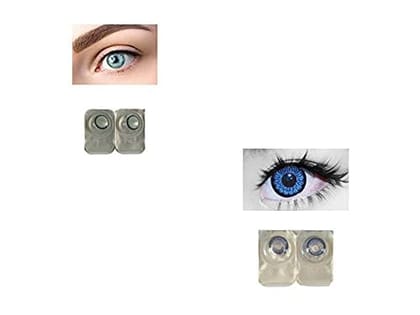 Dark Sea Blue and Dark Blue MD Sparkle 2 Pairs of Monthly Color Contact Lens With Case, Lens Holder and 60 ML Solution