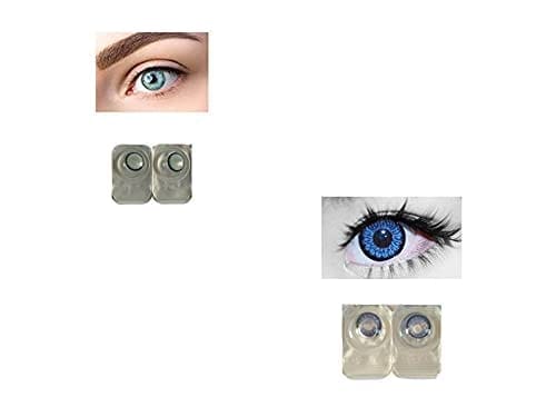Dark Sea Blue and Dark Blue MD Sparkle 2 Pairs of Monthly Color Contact Lens With Case, Lens Holder and 60 ML Solution