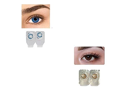 Aqua Blue and Dark Brown MD Sparkle 2 Pairs of Monthly Color Contact Lens With Case, Lens Holder and 60 ML Solution