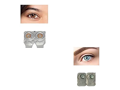 DARK HONEY AND DARK SEA BLUE MD SPARKLE 2 PAIR MONTHLY COLOR CONTACT LENS WITH CASE, LENS HOLDER AND 60 ML SOLUTION (PACK OF 2 PAIR)