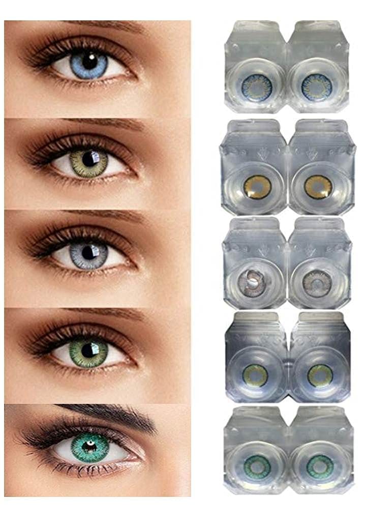 DARK AQUA BLUE,DARK HONEY,DARK GRAY,DARK GREEN AND DARK TURQUOISE MD SPARKLE 5 PAIR MONTHLY COLOR CONTACT LENS WITH CASE AND 60ML SOLUTION (PACK OF 5 PAIR)