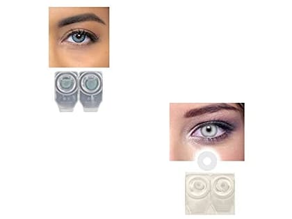 SEA BLUE AND WHITE MD SPARKLE 2 PAIR MONTHLY COLOR CONTACT LENS WITH CASE, LENS HOLDER AND 60 ML SOLUTION (PACK OF 2 PAIR)