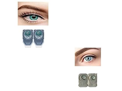 TURQUOISE AND DARK SEA BLUE MD SPARKLE 2 PAIR MONTHLY COLOR CONTACT LENS WITH CASE, LENS HOLDER AND 60 ML SOLUTION (PACK OF 2 PAIR)