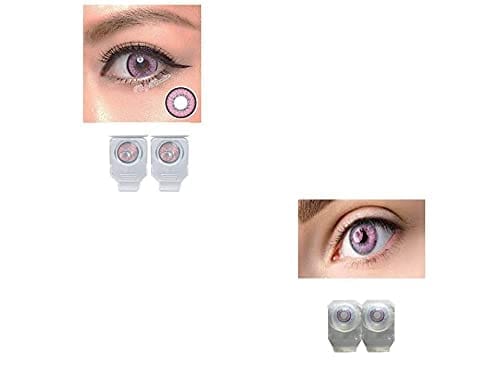 PINK AND VIOLET MD SPARKLE 2 PAIR MONTHLY COLOR CONTACT LENS WITH CASE, LENS HOLDER AND 60 ML SOLUTION (PACK OF 2 PAIR)