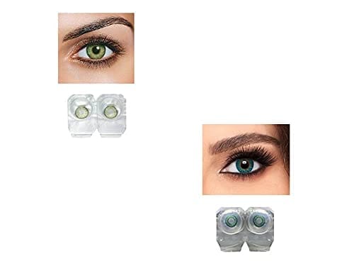 GREEN AND DARK TURQUOISE MD SPARKLE 2 PAIR MONTHLY COLOR CONTACT LENS WITH CASE, LENS HOLDER AND 60 ML SOLUTION (PACK OF 2 PAIR)