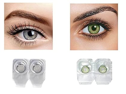 DARK GRAY AND GREEN MD SPARKLE 2 PAIR MONTHLY COLOR CONTACT LENS WITH CASE AND 60ML SOLUTION (PACK OF 2 PAIR)