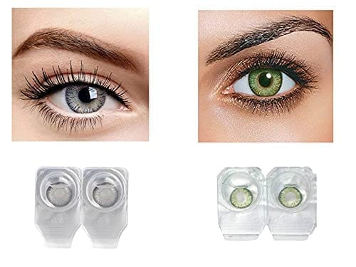 DARK GRAY AND GREEN MD SPARKLE 2 PAIR MONTHLY COLOR CONTACT LENS WITH CASE AND 60ML SOLUTION (PACK OF 2 PAIR)