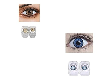 HAZEL AND DARK AQUA BLUE MD SPARKLE 2 PAIR MONTHLY COLOR CONTACT LENS WITH CASE, LENS HOLDER AND 60 ML SOLUTION (PACK OF 2 PAIR)