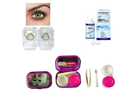 Dark Green MD Sparkle 1 Pair of Monthly Color Contact Lens With Travel Kit Contact Lens Case Box With Mirror, Tweezers, Contact Lens Holder and 60 ML Solution Dark Green MD Sparkle 1 Pair of Monthly Color Contact Lens With Travel Kit Contact Lens Case Box With Mirror, Tweezers, Contact Lens Holder and 60 ML Solution