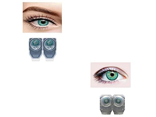 TURQUOISE AND DARK TURQUOISE MD SPARKLE 2 PAIR MONTHLY COLOR CONTACT LENS WITH CASE, LENS HOLDER AND 60 ML SOLUTION (PACK OF 2 PAIR)