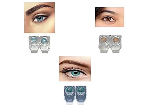 BLUE,HONEY AND TURQUOISE MD SPARKLE 3 PAIR MONTHLY COLOR CONTACT LENS WITH CASE AND 60ML SOLUTION (PACK OF 3 PAIR)