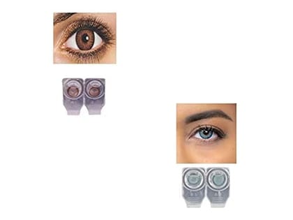 BROWN AND SEA BLUE MD SPARKLE 2 PAIR MONTHLY COLOR CONTACT LENS WITH CASE, LENS HOLDER AND 60 ML SOLUTION (PACK OF 2 PAIR) Brand: Generic