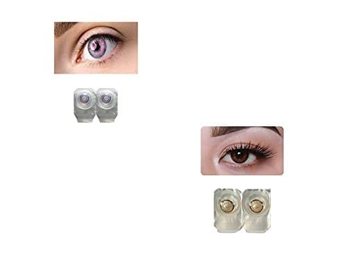 Violet and Dark Brown MD Sparkle 2 Pairs of Monthly Color Contact Lens With Case, Lens Holder and 60 ML Solution