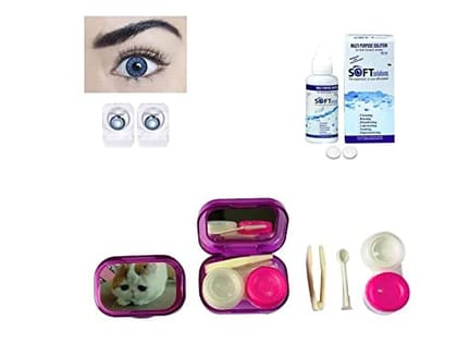 Dark Aqua Blue MD Sparkle 1 Pair of Monthly Color Contact Lens With Travel Kit Contact Lens Case Box With Mirror, Tweezers, Contact Lens Holder and 60 ML Solution Dark Aqua Blue MD Sparkle 1 Pair of Monthly Color Contact Lens With Travel Kit Contact Lens Case Box With Mirror, Tweezers, Contact Lens Holder and 60 ML Solution