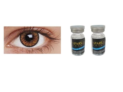 BROWN MD SPARKLE YEARLY TWO TONE GOLD EDITION COLOR CONTACT LENS WITH LENS CASE, 80ML SOLUTION AND LENS HOLDER (PACK OF 2 LENS)