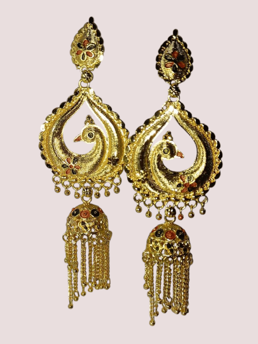 Big Peacock Hook Jhumki Earring