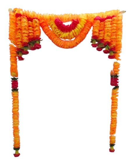 Artificial Marigold Fluffy Flowers Door Hanging Toran for Home Decor