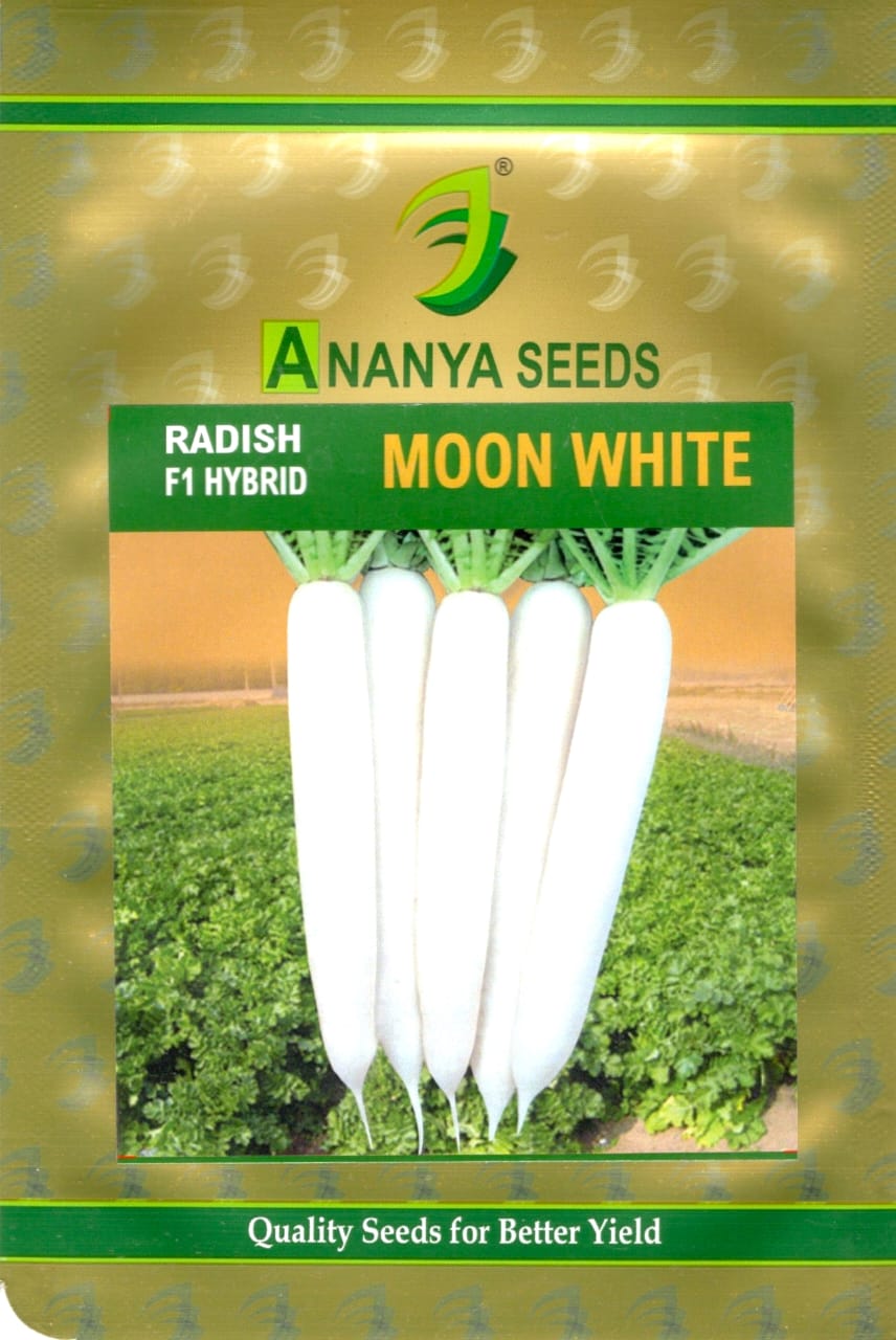 "Ananya F1 Hybrid Moon White Radish Seeds - Quality Seeds for Better Yield"