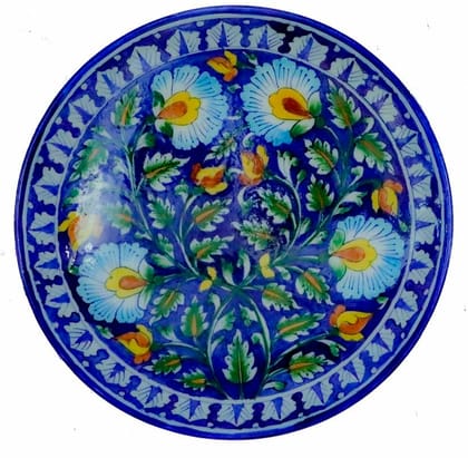 Cottage Handmade Ceramic Multipurpos Decorative Pottery Plate (24X5 Inch_Multicolor)