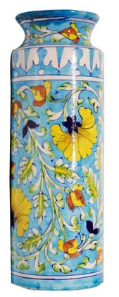 Cottage Pickel Flower Vase for Living Room | Made of Ceramic Vase | Handmade & Hand Painted Flower Vase (12X3 Inch_Multicolor)