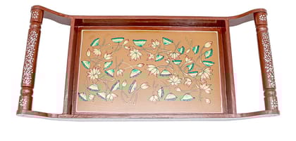 COTTAGE Kishangarh Style Painted Tea Tray In Ply Wood 18X8 Inch