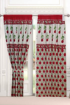 COTTAGE Handmade Cotton Floral Print Grommet Door Curtains, Set ot 2 (3.6x7 ft, Multicolor)