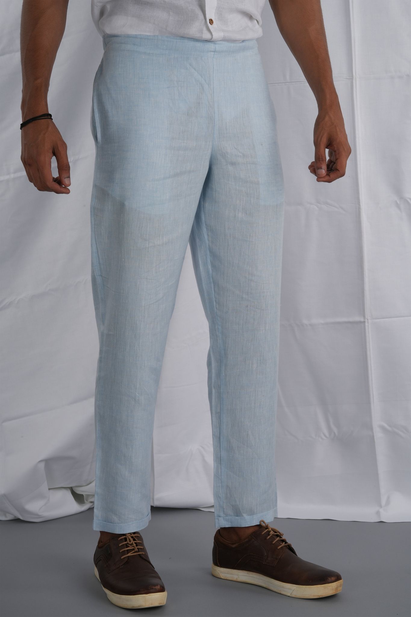 Men Sky Blue Solid Hemp Ultimate Yoga Pant