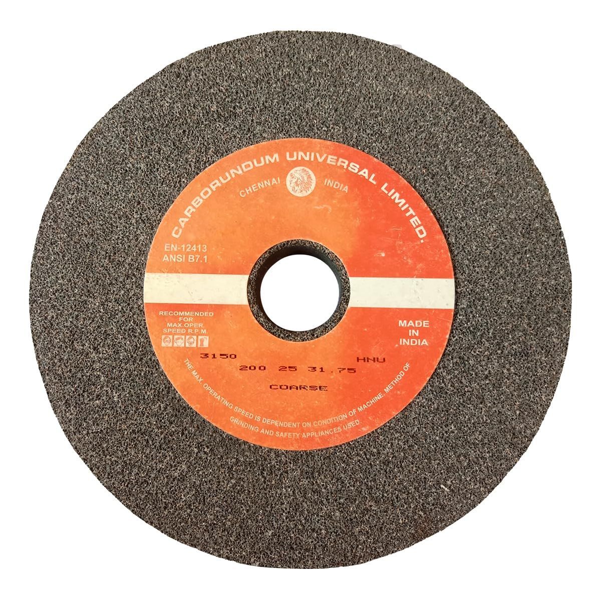 B K JAGAN & CO 8 Inch Grinding Wheel for Bench Grinder Machine - Black Aluminum Oxide Grain 200mm x 25mm x 31.75mm Medium Grain