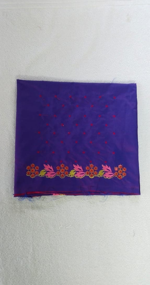 Purple Hand Embroidered Floral blouse pice