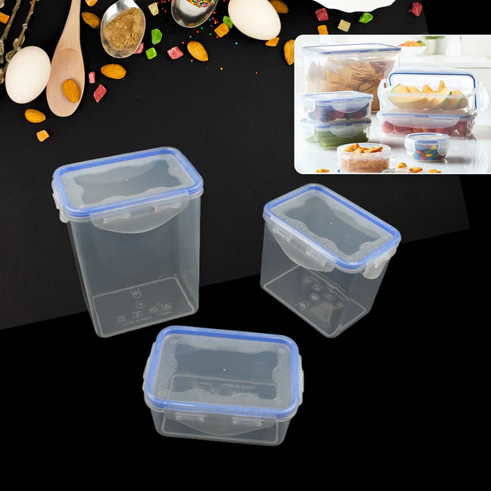  Set of 3 Airtight Food Storage Containers with Lids