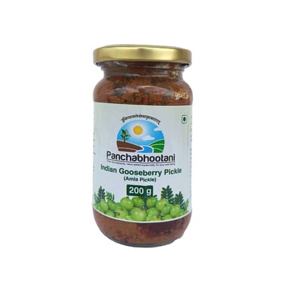 Panchabhootani Indian Gooseberry Pickle 200g | Amla Pickle/Awla Pickle with Masala | Tangy & Salty | Preservatives Free | Less Oil | Fresh & Homemade | Traditional Recipe