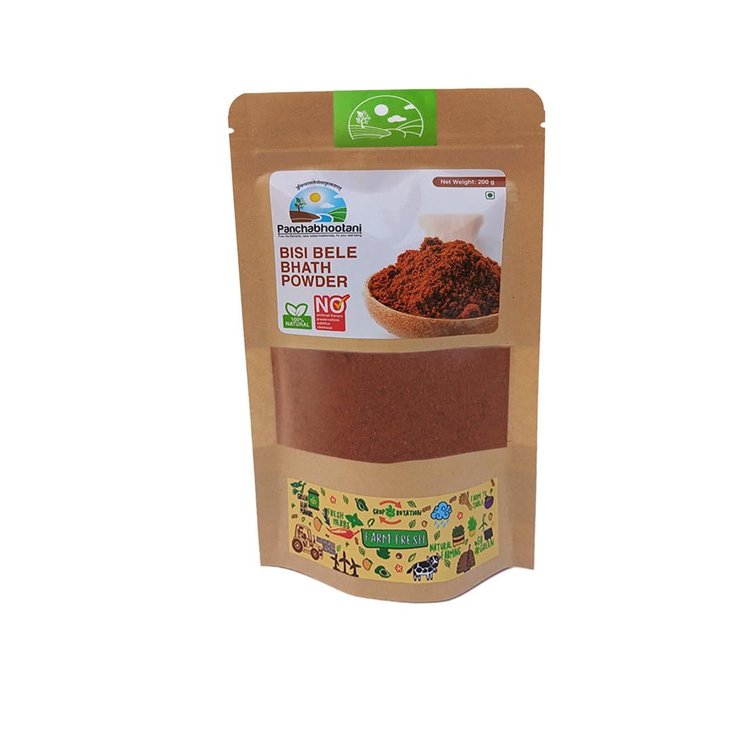 Panchabhootani Bisi Bele Bath Powder | Authentic Flavours From South India, Goodness Of Wholesome Spices & Lentil, All Natural Ingredients, Roast Blend & Grounded, No Added Color & Preservatives