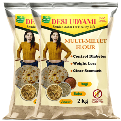 Desi Udyami's Multi Millet Atta - Gluten-Free, Diabetic-Friendly, Weight Loss & Cholesterol Control Flour | 4 kg (pack of 3)