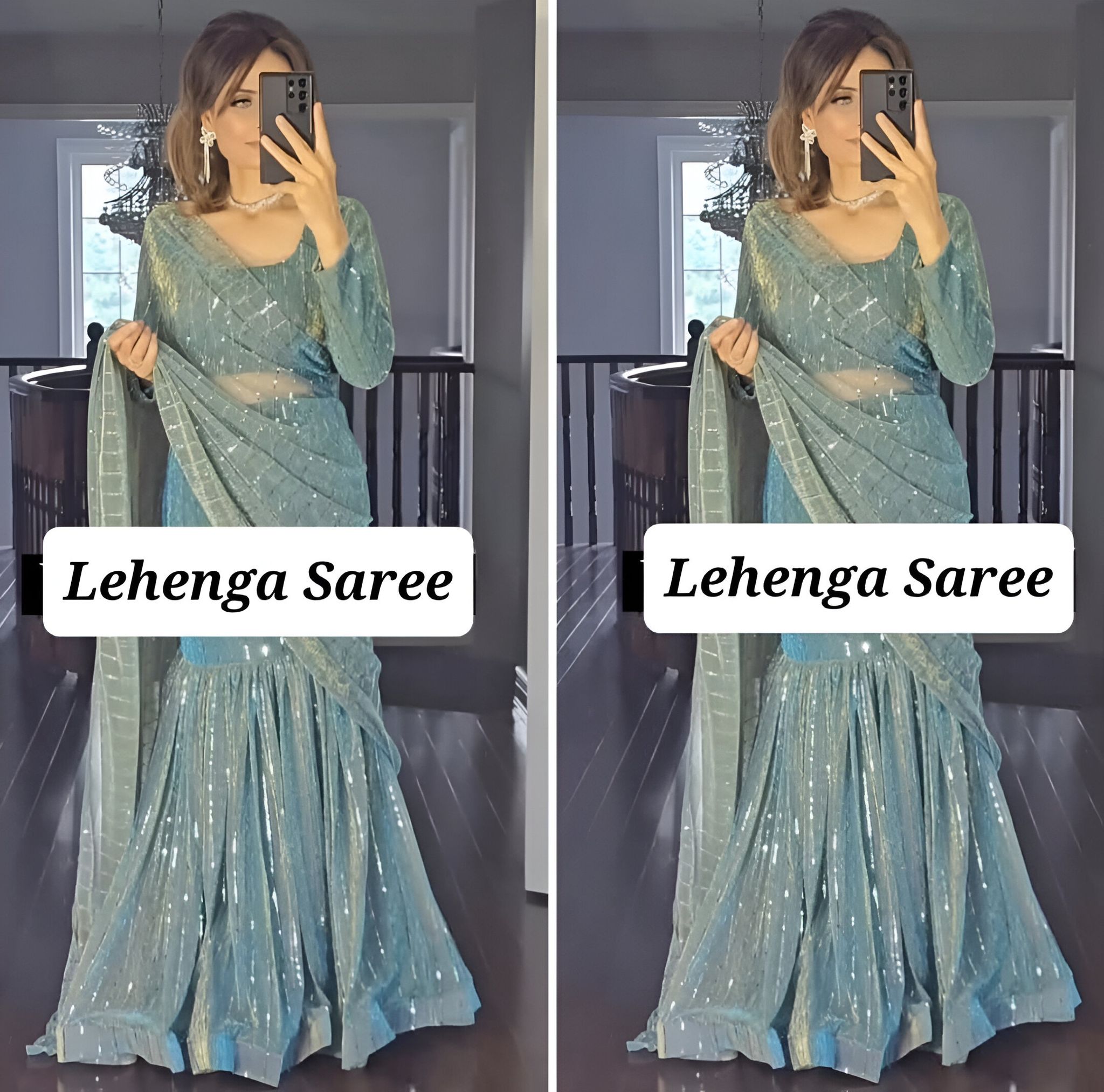 Indian Wedding Party Lehenga Saree Ready To Wear With Stitched Blouse Readymade