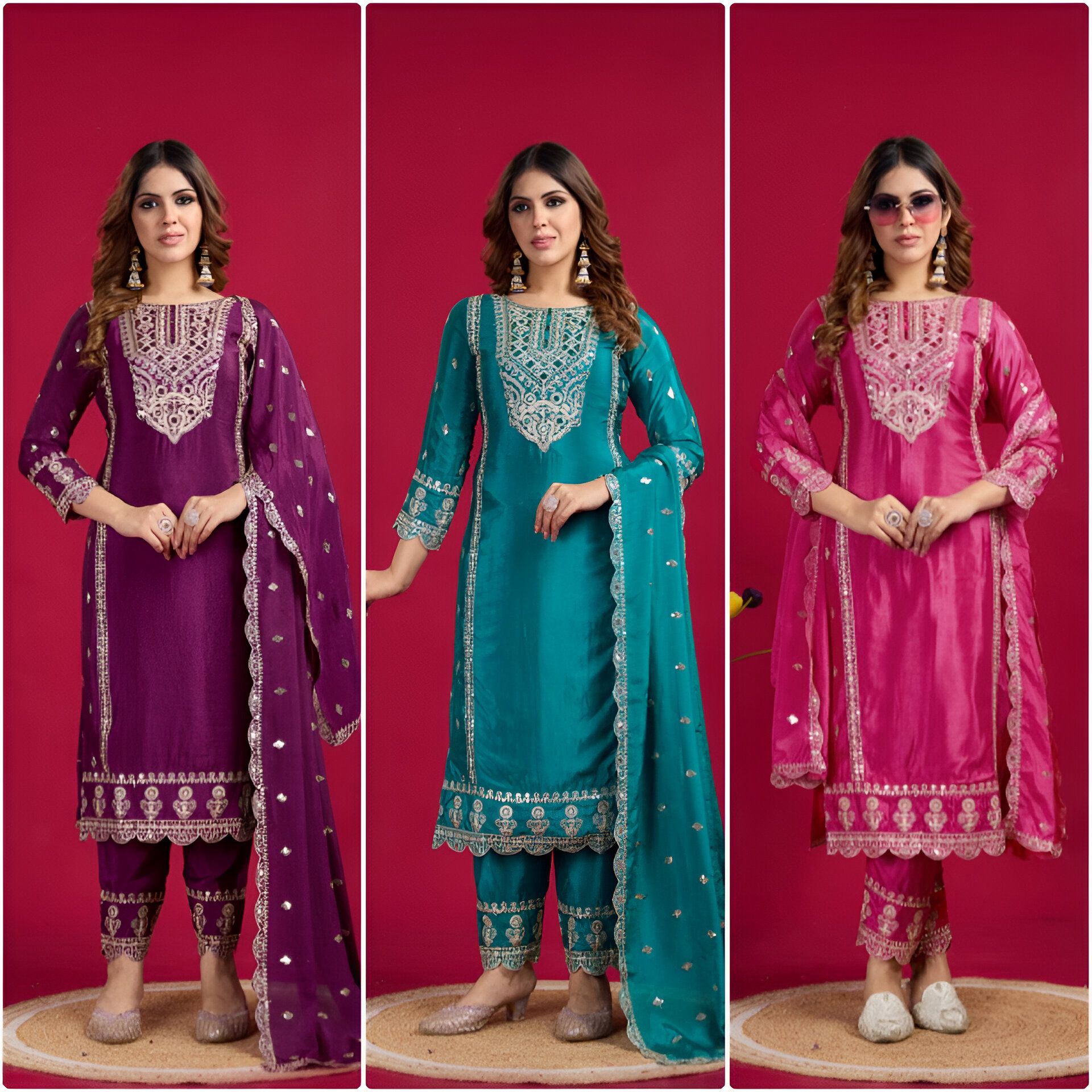 Pink Blue Purple Salwar Kameez Readymade Pakistani Stitched New Indian Ready To Wear Wedding Suit
