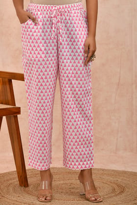 Pink White Organic Cotton Straight Pants Pink White Organic Cotton Straight Pants