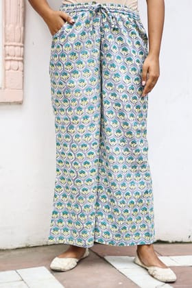 Grey Green Organic Cotton Palazzo Pants Grey Green Organic Cotton Palazzo Pants