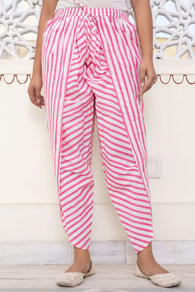Pink White Organic Cotton Dhoti Pants Pink White Organic Cotton Dhoti Pants