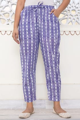 Purple White Organic Cotton Cigarette Pants Purple White Organic Cotton Cigarette Pants