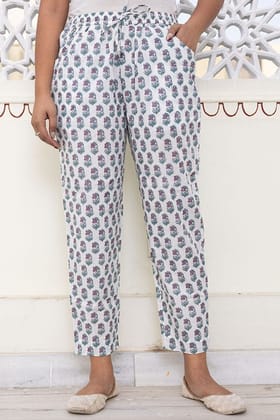 White Pink Organic Cotton Cigarette Pants White Pink Organic Cotton Cigarette Pants