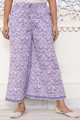 Pink Purple Organic Cotton Palazzo Pants Pink Purple Organic Cotton Palazzo Pants