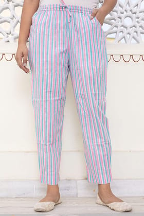 Pink Green Organic Cotton Cigarette Pants Pink Green Organic Cotton Cigarette Pants