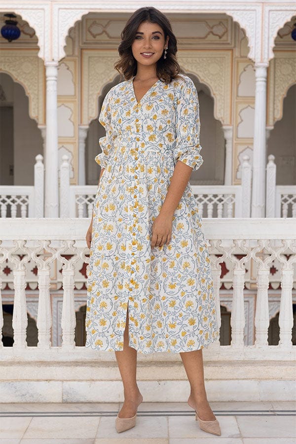 Yellow White Organic Cotton Dress