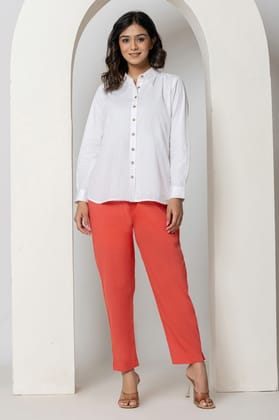Red Solid Organic Cotton Narrow Pants Red Solid Organic Cotton Narrow Pants