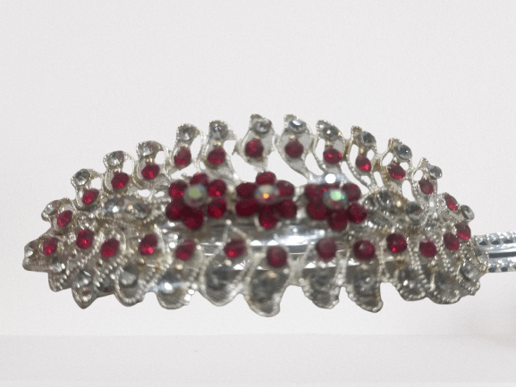 Red and Silver Rhinestone Hair Clip