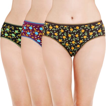Bodycare women's combed cotton assorted Hipster Panty Pack of 3 ( 500D )
