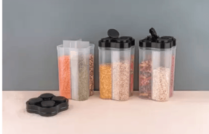 Actilife Plastic Grocery Container - 2400 ml (Pack of 3, Black) Actilife Plastic Grocery Container - 2400 ml (Pack of 3, Black)